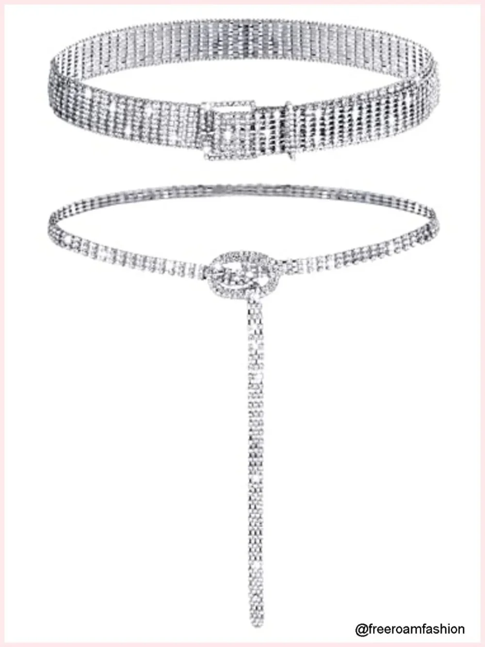 2 Pack Rhinestone Waist Belt Sparkly Crystal Diamond Wedding Belt